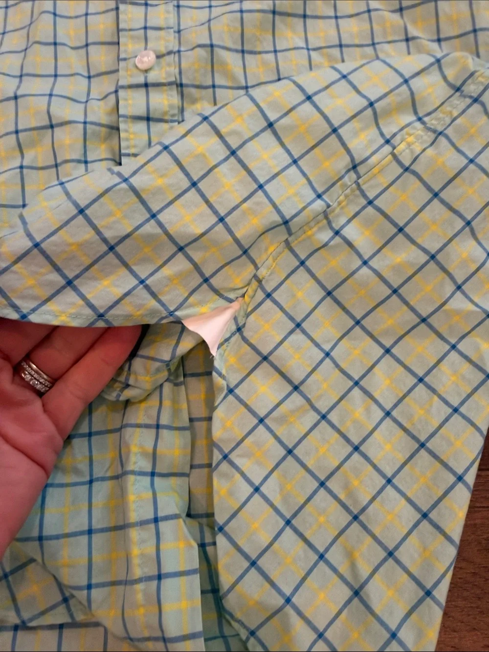 J. Crew Ludlow Green Shirt with Blue Windowpane Check Size Small - C15-044